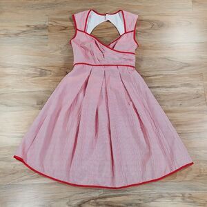 ☔️🔸️Maggy London Red & White Striped Retro Sleeveless Dress Size 6